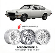 CUSTOM CLASSIC VINTAGE RESTOMOD RETRO OLD SCHOOL FORGED WHEELS RIMS for CHEVROLET VEGA 1970 - 1977
Custom forged wheels for classic American muscle cars. Ideal for restomod builds, vintage restorations, and show cars. Deep dish and retro styling available.

We manufacture premium quality forged wheels rims for Chevrolet Vega 1970 - 1977 in any design, size, color.

THIS WHEEL DESIGN CAN BE CUSTOM-MADE FOR YOUR CAR IN ANY SIZE AND COLOR OPTIONS
Available in monoblock, 2-piece, 3-piece, duoblock, beadlock
3D 