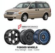 FORGED WHEELS RIMS for CHEVROLET VENTURE 1997 - 2005

Custom forged wheels for Chevrolet Venture 1997 - 2005. Made-to-order monoblock, 2-piece and 3-piece rims in custom sizes, offsets, colors and finishes with guaranteed fitment.

We manufacture premium quality forged wheels rims for Chevrolet Venture 1997 - 2005 in any design, size, color.

THIS WHEEL DESIGN CAN BE CUSTOM-MADE FOR YOUR CAR IN ANY SIZE AND COLOR OPTIONS
Available in monoblock, 2-piece, 3-piece, duoblock, beadlock
3D wheel renderings are pr