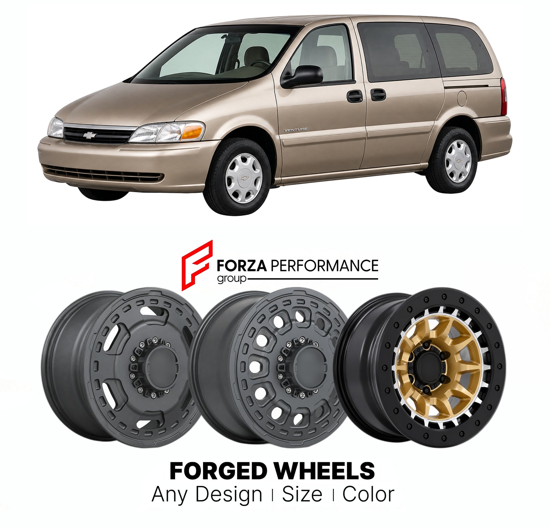 FORGED WHEELS RIMS for CHEVROLET VENTURE BASE 1997 - 2005

Custom forged wheels for Chevrolet Venture Base 1997 - 2005. Made-to-order monoblock, 2-piece and 3-piece rims in custom sizes, offsets, colors and finishes with guaranteed fitment.

We manufacture premium quality forged wheels rims for Chevrolet Venture Base 1997 - 2005 in any design, size, color.

THIS WHEEL DESIGN CAN BE CUSTOM-MADE FOR YOUR CAR IN ANY SIZE AND COLOR OPTIONS
Available in monoblock, 2-piece, 3-piece, duoblock, beadlock
3D wheel re