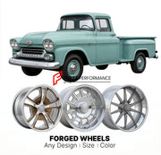 CUSTOM CLASSIC VINTAGE RESTOMOD RETRO OLD SCHOOL FORGED WHEELS RIMS for CHEVROLET VIKING 1958 - 1959
Custom forged wheels for classic American muscle cars. Ideal for restomod builds, vintage restorations, and show cars. Deep dish and retro styling available.

We manufacture premium quality forged wheels rims for Chevrolet Viking 1958 - 1959 in any design, size, color.

THIS WHEEL DESIGN CAN BE CUSTOM-MADE FOR YOUR CAR IN ANY SIZE AND COLOR OPTIONS
Available in monoblock, 2-piece, 3-piece, duoblock, beadlock