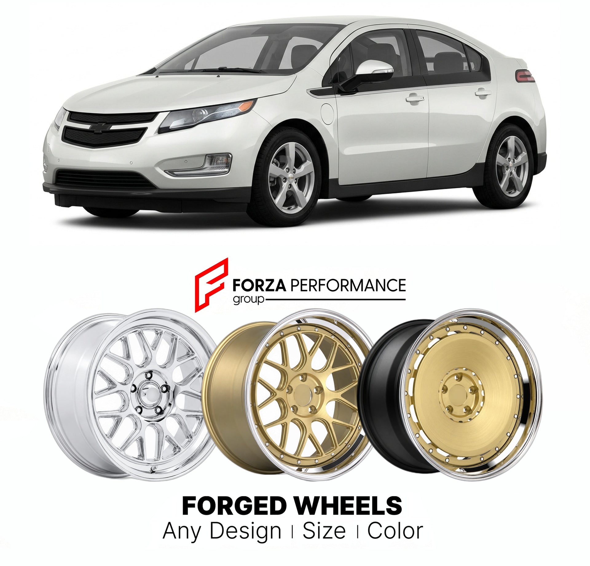 FORGED WHEELS RIMS for CHEVROLET VOLT 2011 - 2015

Custom forged wheels for Chevrolet Volt 2011 - 2015. Made-to-order monoblock, 2-piece and 3-piece rims in custom sizes, offsets, colors and finishes with guaranteed fitment.

We manufacture premium quality forged wheels rims for Chevrolet Volt 2011 - 2015 in any design, size, color.

THIS WHEEL DESIGN CAN BE CUSTOM-MADE FOR YOUR CAR IN ANY SIZE AND COLOR OPTIONS
Available in monoblock, 2-piece, 3-piece, duoblock, beadlock
3D wheel renderings are provided ac