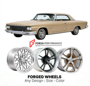 CUSTOM CLASSIC VINTAGE RESTOMOD RETRO OLD SCHOOL FORGED WHEELS RIMS for CHRYSLER 300H 1962 - 1962
Custom forged wheels for classic American muscle cars. Ideal for restomod builds, vintage restorations, and show cars. Deep dish and retro styling available.

We manufacture premium quality forged wheels rims for Chrysler 300H 1962 - 1962 in any design, size, color.

THIS WHEEL DESIGN CAN BE CUSTOM-MADE FOR YOUR CAR IN ANY SIZE AND COLOR OPTIONS
Available in monoblock, 2-piece, 3-piece, duoblock, beadlock
3D wh