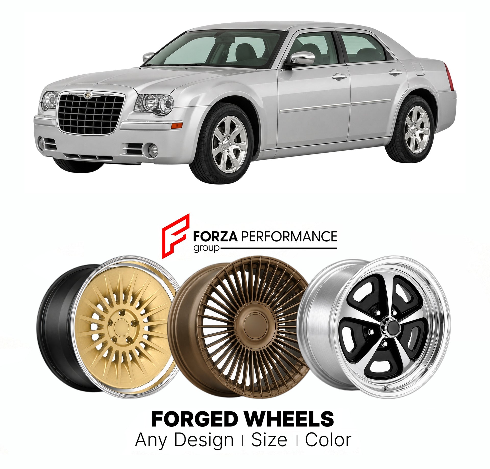 FORGED WHEELS RIMS for CHRYSLER 300 300C LX LD 2005 - 2023

Custom forged wheels for Chrysler 300 300C LX LD 2005 - 2023. Made-to-order monoblock, 2-piece and 3-piece rims in custom sizes, offsets, colors and finishes with guaranteed fitment.

We manufacture premium quality forged wheels rims for Chrysler 300 300C LX LD 2005 - 2023 in any design, size, color.

THIS WHEEL DESIGN CAN BE CUSTOM-MADE FOR YOUR CAR IN ANY SIZE AND COLOR OPTIONS
Available in monoblock, 2-piece, 3-piece, duoblock, beadlock
3D wheel