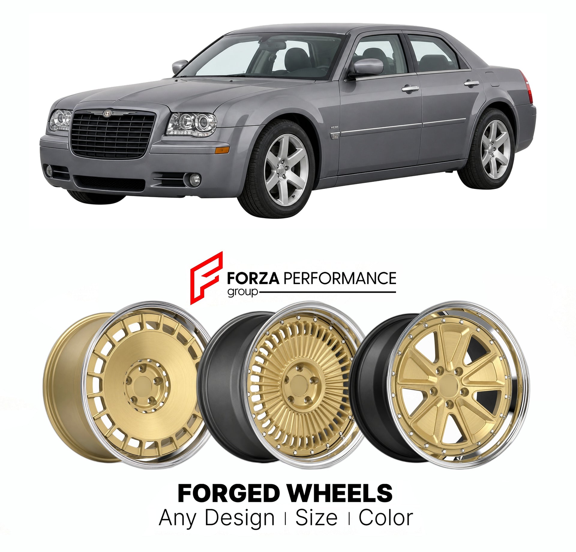 FORGED WHEELS RIMS for CHRYSLER 300 HEMI C FINAL EDITION LX LD 2005 - 2023

Custom forged wheels for Chrysler 300 Hemi C Final Edition LX LD 2005 - 2023. Made-to-order monoblock, 2-piece and 3-piece rims in custom sizes, offsets, colors and finishes with guaranteed fitment.

We manufacture premium quality forged wheels rims for Chrysler 300 Hemi C Final Edition LX LD 2005 - 2023 in any design, size, color.

THIS WHEEL DESIGN CAN BE CUSTOM-MADE FOR YOUR CAR IN ANY SIZE AND COLOR OPTIONS
Available in monobloc