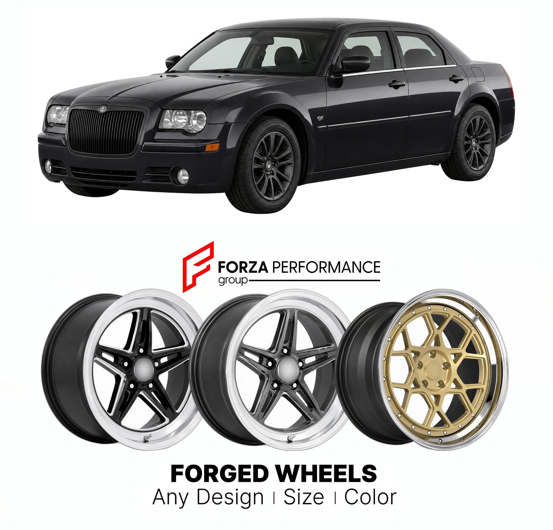 FORGED WHEELS RIMS for CHRYSLER 300 JOHN VARVATOS EDITION LX LD 2005 - 2023

Custom forged wheels for Chrysler 300 John Varvatos Edition LX LD 2005 - 2023. Made-to-order monoblock, 2-piece and 3-piece rims in custom sizes, offsets, colors and finishes with guaranteed fitment.

We manufacture premium quality forged wheels rims for Chrysler 300 John Varvatos Edition LX LD 2005 - 2023 in any design, size, color.

THIS WHEEL DESIGN CAN BE CUSTOM-MADE FOR YOUR CAR IN ANY SIZE AND COLOR OPTIONS
Available in monob