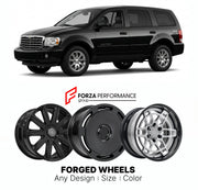 FORGED WHEELS RIMS for CHRYSLER ASPEN 2007 - 2009

Custom forged wheels for Chrysler Aspen 2007 - 2009. Made-to-order monoblock, 2-piece and 3-piece rims in custom sizes, offsets, colors and finishes with guaranteed fitment.

We manufacture premium quality forged wheels rims for Chrysler Aspen 2007 - 2009 in any design, size, color.

THIS WHEEL DESIGN CAN BE CUSTOM-MADE FOR YOUR CAR IN ANY SIZE AND COLOR OPTIONS
Available in monoblock, 2-piece, 3-piece, duoblock, beadlock
3D wheel renderings are provided ac