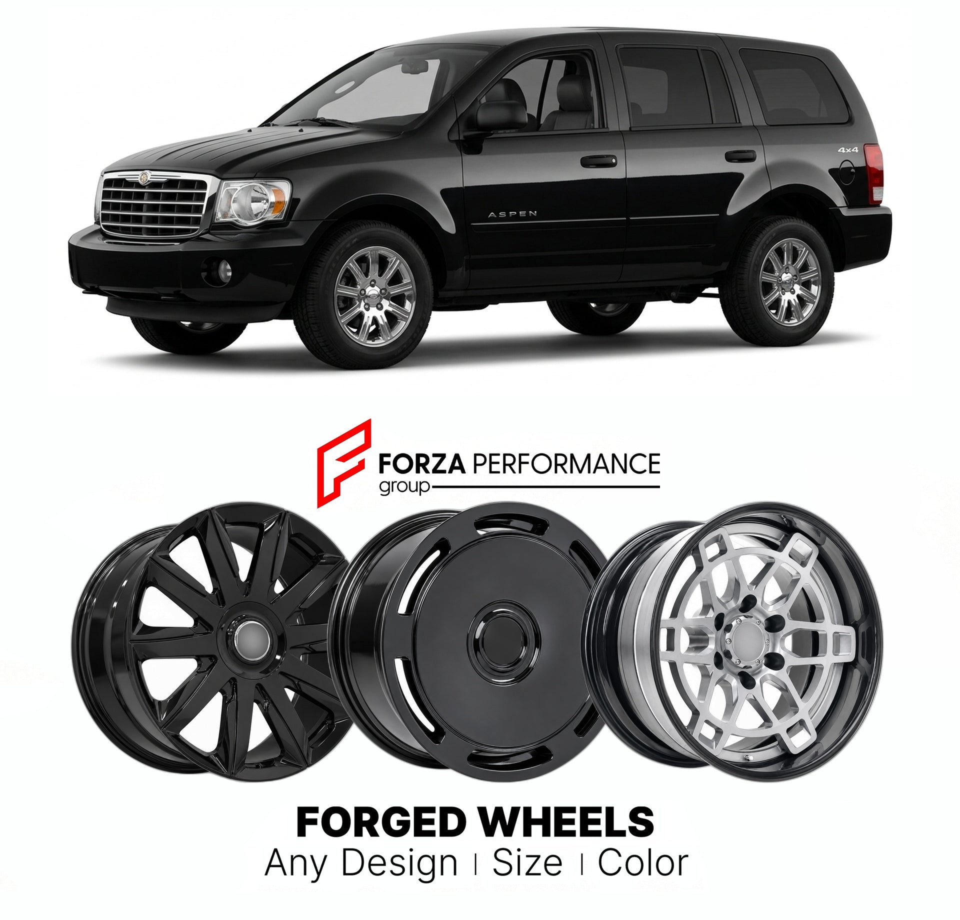 FORGED WHEELS RIMS for CHRYSLER ASPEN 2007 - 2009

Custom forged wheels for Chrysler Aspen 2007 - 2009. Made-to-order monoblock, 2-piece and 3-piece rims in custom sizes, offsets, colors and finishes with guaranteed fitment.

We manufacture premium quality forged wheels rims for Chrysler Aspen 2007 - 2009 in any design, size, color.

THIS WHEEL DESIGN CAN BE CUSTOM-MADE FOR YOUR CAR IN ANY SIZE AND COLOR OPTIONS
Available in monoblock, 2-piece, 3-piece, duoblock, beadlock
3D wheel renderings are provided ac