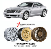 FORGED WHEELS RIMS for CHRYSLER CROSSFIRE COUPE 2004 - 2008

Custom forged wheels for Chrysler Crossfire Coupe 2004 - 2008. Made-to-order monoblock, 2-piece and 3-piece rims in custom sizes, offsets, colors and finishes with guaranteed fitment.

We manufacture premium quality forged wheels rims for Chrysler Crossfire Coupe 2004 - 2008 in any design, size, color.

THIS WHEEL DESIGN CAN BE CUSTOM-MADE FOR YOUR CAR IN ANY SIZE AND COLOR OPTIONS
Available in monoblock, 2-piece, 3-piece, duoblock, beadlock
3D wh