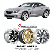 FORGED WHEELS RIMS for CHRYSLER CROSSFIRE SRT6 COUPE 2004 - 2008

Custom forged wheels for Chrysler Crossfire SRT6 Coupe 2004 - 2008. Made-to-order monoblock, 2-piece and 3-piece rims in custom sizes, offsets, colors and finishes with guaranteed fitment.

We manufacture premium quality forged wheels rims for Chrysler Crossfire SRT6 Coupe 2004 - 2008 in any design, size, color.

THIS WHEEL DESIGN CAN BE CUSTOM-MADE FOR YOUR CAR IN ANY SIZE AND COLOR OPTIONS
Available in monoblock, 2-piece, 3-piece, duoblock,