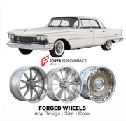 CUSTOM CLASSIC VINTAGE RESTOMOD RETRO OLD SCHOOL FORGED WHEELS RIMS for CHRYSLER IMPERIAL CROWN 1958 - 1975
Custom forged wheels for classic American muscle cars. Ideal for restomod builds, vintage restorations, and show cars. Deep dish and retro styling available.

We manufacture premium quality forged wheels rims for Chrysler Imperial Crown 1958 - 1975 in any design, size, color.

THIS WHEEL DESIGN CAN BE CUSTOM-MADE FOR YOUR CAR IN ANY SIZE AND COLOR OPTIONS
Available in monoblock, 2-piece, 3-piece, duob