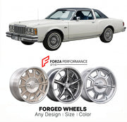 CUSTOM CLASSIC VINTAGE RESTOMOD RETRO OLD SCHOOL FORGED WHEELS RIMS for CHRYSLER LEBARON 1977 - 1990
Custom forged wheels for classic American muscle cars. Ideal for restomod builds, vintage restorations, and show cars. Deep dish and retro styling available.

We manufacture premium quality forged wheels rims for Chrysler LeBaron 1977 - 1990 in any design, size, color.

THIS WHEEL DESIGN CAN BE CUSTOM-MADE FOR YOUR CAR IN ANY SIZE AND COLOR OPTIONS
Available in monoblock, 2-piece, 3-piece, duoblock, beadlock