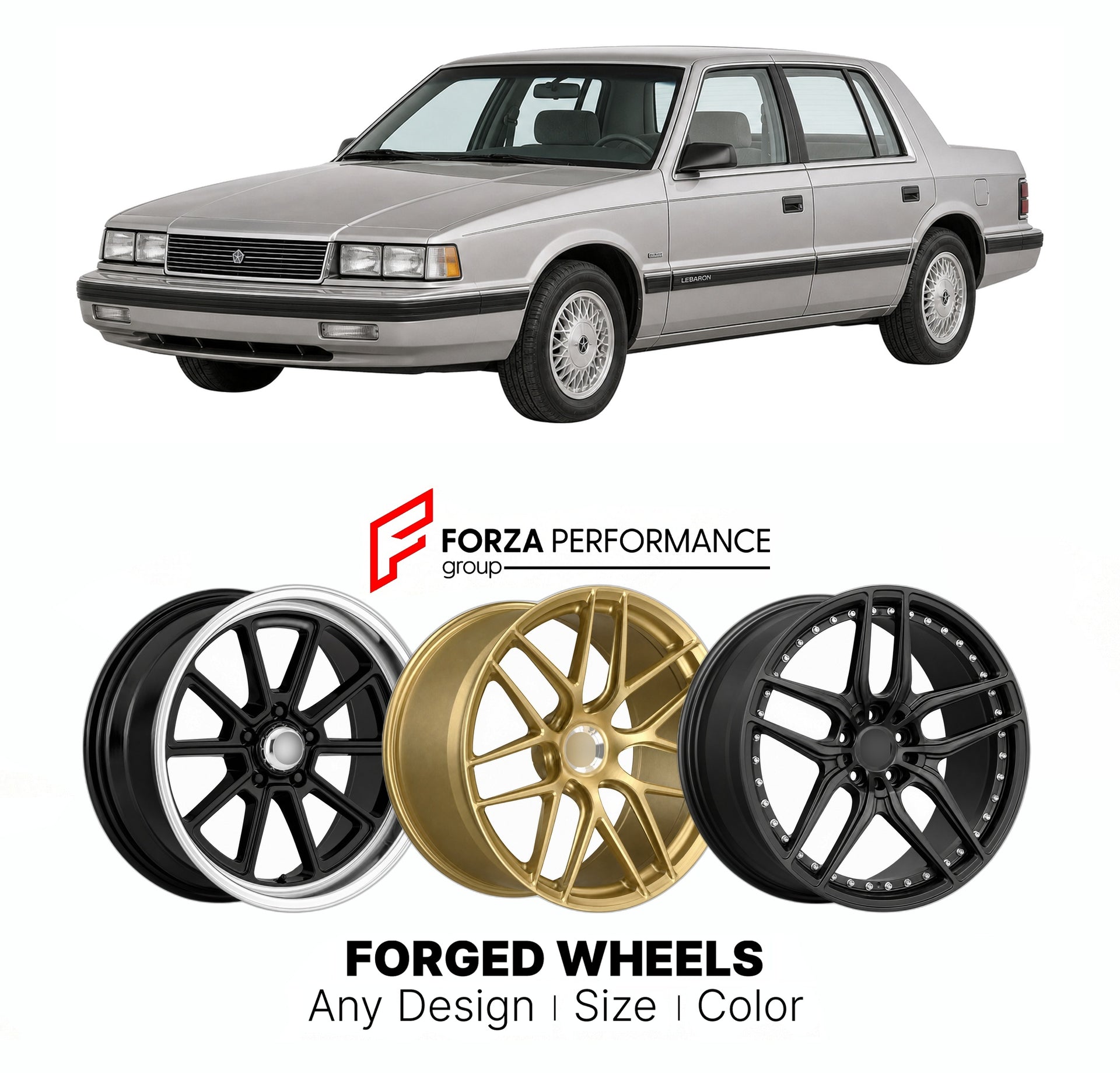 FORGED WHEELS RIMS for CHRYSLER LEBARON SEDAN 1990 - 1995

Custom forged wheels for Chrysler LeBaron Sedan 1990 - 1995. Made-to-order monoblock, 2-piece and 3-piece rims in custom sizes, offsets, colors and finishes with guaranteed fitment.

We manufacture premium quality forged wheels rims for Chrysler LeBaron Sedan 1990 - 1995 in any design, size, color.

THIS WHEEL DESIGN CAN BE CUSTOM-MADE FOR YOUR CAR IN ANY SIZE AND COLOR OPTIONS
Available in monoblock, 2-piece, 3-piece, duoblock, beadlock
3D wheel re