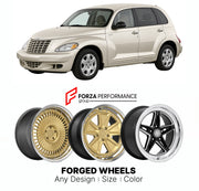 FORGED WHEELS RIMS for CHRYSLER PT CRUISER 2001 - 2010

Custom forged wheels for Chrysler PT Cruiser 2001 - 2010. Made-to-order monoblock, 2-piece and 3-piece rims in custom sizes, offsets, colors and finishes with guaranteed fitment.

We manufacture premium quality forged wheels rims for Chrysler PT Cruiser 2001 - 2010 in any design, size, color.

THIS WHEEL DESIGN CAN BE CUSTOM-MADE FOR YOUR CAR IN ANY SIZE AND COLOR OPTIONS
Available in monoblock, 2-piece, 3-piece, duoblock, beadlock
3D wheel renderings 