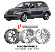FORGED WHEELS RIMS for CHRYSLER PT CRUISER GT TURBO 2001 - 2010

Custom forged wheels for Chrysler PT Cruiser GT Turbo 2001 - 2010. Made-to-order monoblock, 2-piece and 3-piece rims in custom sizes, offsets, colors and finishes with guaranteed fitment.

We manufacture premium quality forged wheels rims for Chrysler PT Cruiser GT Turbo 2001 - 2010 in any design, size, color.

THIS WHEEL DESIGN CAN BE CUSTOM-MADE FOR YOUR CAR IN ANY SIZE AND COLOR OPTIONS
Available in monoblock, 2-piece, 3-piece, duoblock, be