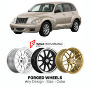 FORGED WHEELS RIMS for CHRYSLER PT CRUISER LIMITED 2001 - 2010

Custom forged wheels for Chrysler PT Cruiser Limited 2001 - 2010. Made-to-order monoblock, 2-piece and 3-piece rims in custom sizes, offsets, colors and finishes with guaranteed fitment.

We manufacture premium quality forged wheels rims for Chrysler PT Cruiser Limited 2001 - 2010 in any design, size, color.

THIS WHEEL DESIGN CAN BE CUSTOM-MADE FOR YOUR CAR IN ANY SIZE AND COLOR OPTIONS
Available in monoblock, 2-piece, 3-piece, duoblock, beadl