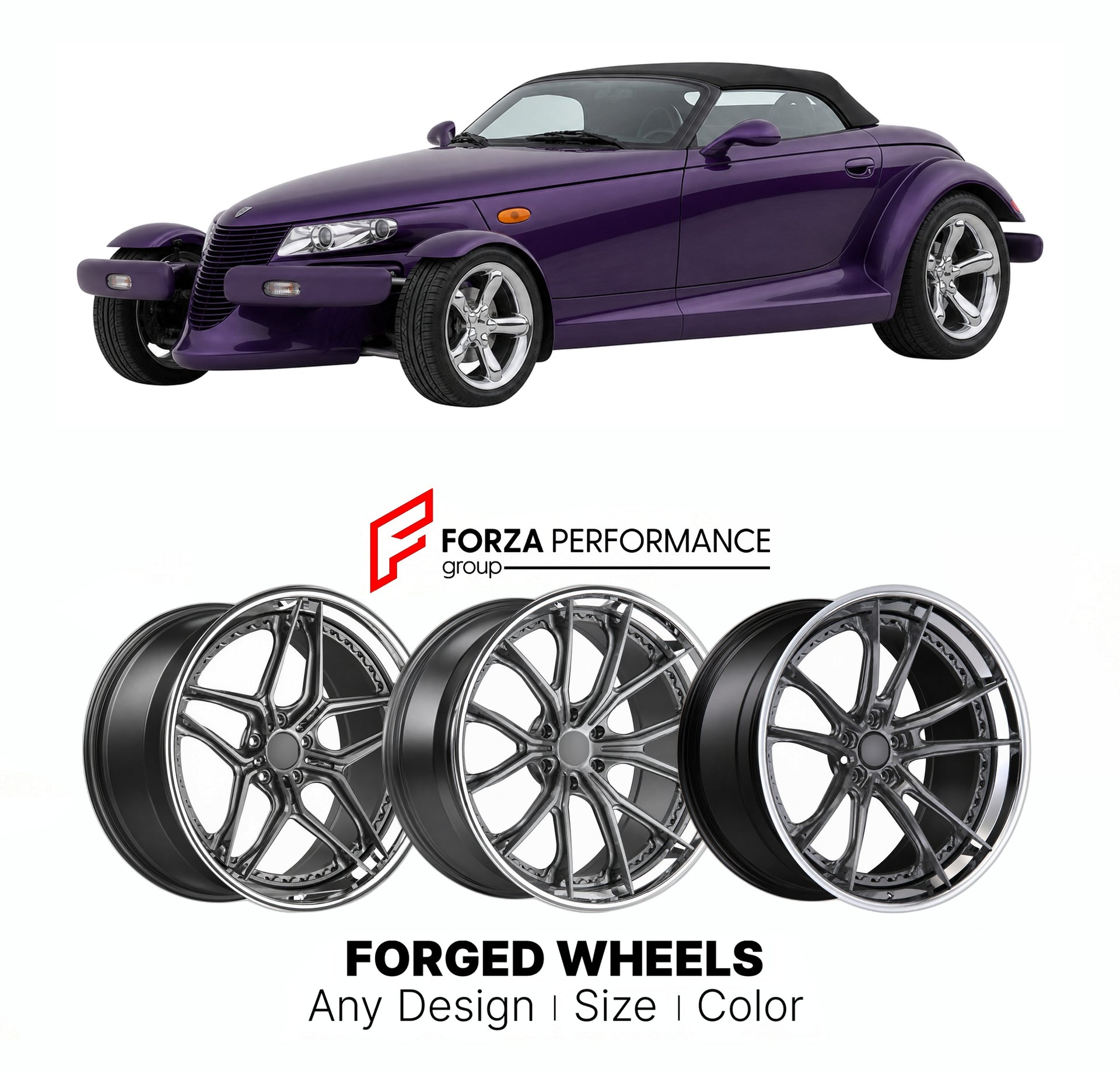 FORGED WHEELS RIMS for CHRYSLER PROWLER CHRYSLER-BADGED 2001 - 2002

Custom forged wheels for Chrysler Prowler Chrysler-Badged 2001 - 2002. Made-to-order monoblock, 2-piece and 3-piece rims in custom sizes, offsets, colors and finishes with guaranteed fitment.

We manufacture premium quality forged wheels rims for Chrysler Prowler Chrysler-Badged 2001 - 2002 in any design, size, color.

THIS WHEEL DESIGN CAN BE CUSTOM-MADE FOR YOUR CAR IN ANY SIZE AND COLOR OPTIONS
Available in monoblock, 2-piece, 3-piece, 