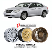 FORGED WHEELS RIMS for CHRYSLER SEBRING 2007 - 2010

Custom forged wheels for Chrysler Sebring 2007 - 2010. Made-to-order monoblock, 2-piece and 3-piece rims in custom sizes, offsets, colors and finishes with guaranteed fitment.

We manufacture premium quality forged wheels rims for Chrysler Sebring 2007 - 2010 in any design, size, color.

THIS WHEEL DESIGN CAN BE CUSTOM-MADE FOR YOUR CAR IN ANY SIZE AND COLOR OPTIONS
Available in monoblock, 2-piece, 3-piece, duoblock, beadlock
3D wheel renderings are provi