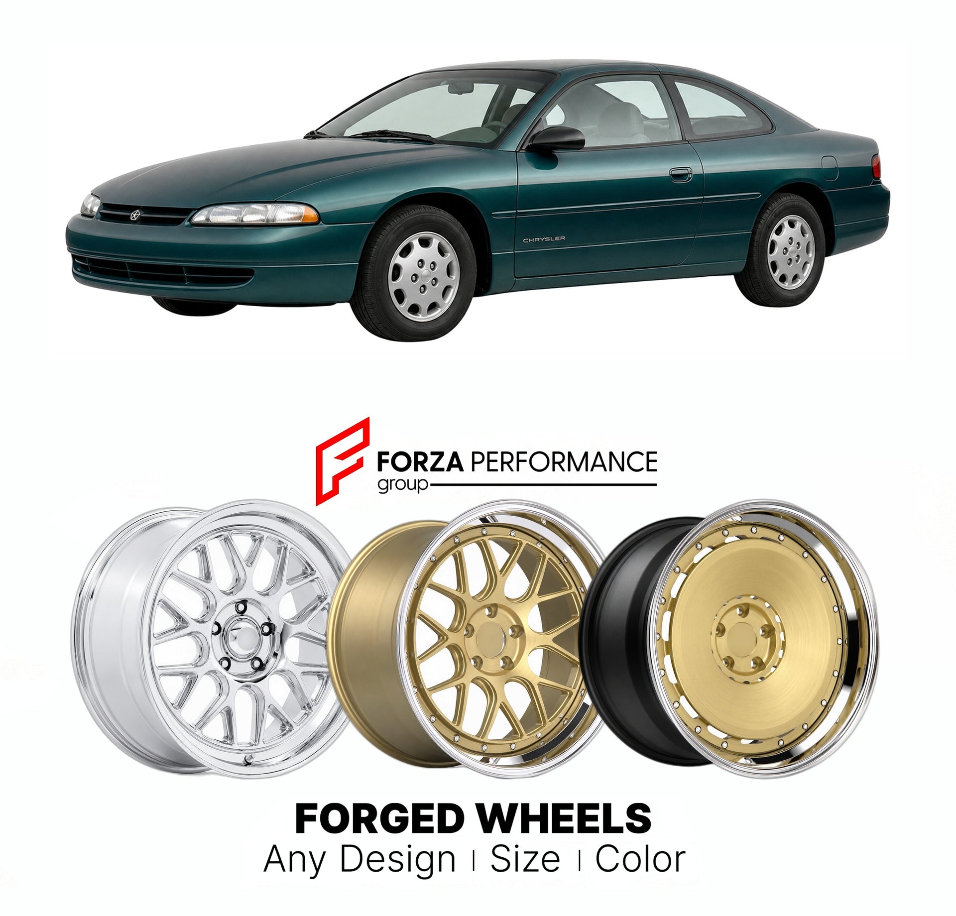 FORGED WHEELS RIMS for CHRYSLER SEBRING COUPE 1995 - 2010

Custom forged wheels for Chrysler Sebring Coupe 1995 - 2010. Made-to-order monoblock, 2-piece and 3-piece rims in custom sizes, offsets, colors and finishes with guaranteed fitment.

We manufacture premium quality forged wheels rims for Chrysler Sebring Coupe 1995 - 2010 in any design, size, color.

THIS WHEEL DESIGN CAN BE CUSTOM-MADE FOR YOUR CAR IN ANY SIZE AND COLOR OPTIONS
Available in monoblock, 2-piece, 3-piece, duoblock, beadlock
3D wheel re