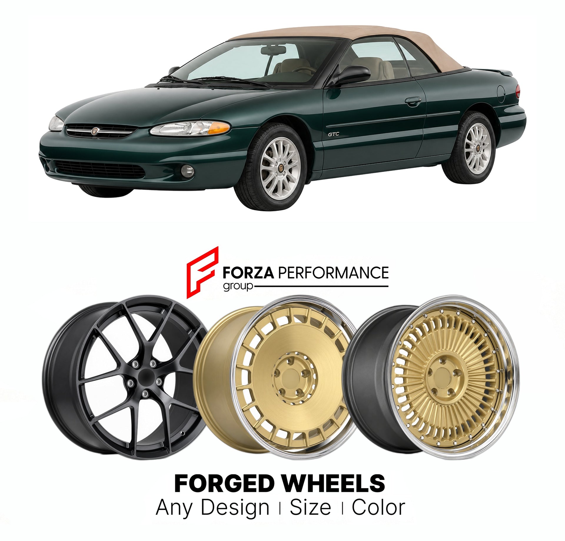 FORGED WHEELS RIMS for CHRYSLER SEBRING GTC 1995 - 2010

Custom forged wheels for Chrysler Sebring GTC 1995 - 2010. Made-to-order monoblock, 2-piece and 3-piece rims in custom sizes, offsets, colors and finishes with guaranteed fitment.

We manufacture premium quality forged wheels rims for Chrysler Sebring GTC 1995 - 2010 in any design, size, color.

THIS WHEEL DESIGN CAN BE CUSTOM-MADE FOR YOUR CAR IN ANY SIZE AND COLOR OPTIONS
Available in monoblock, 2-piece, 3-piece, duoblock, beadlock
3D wheel renderin