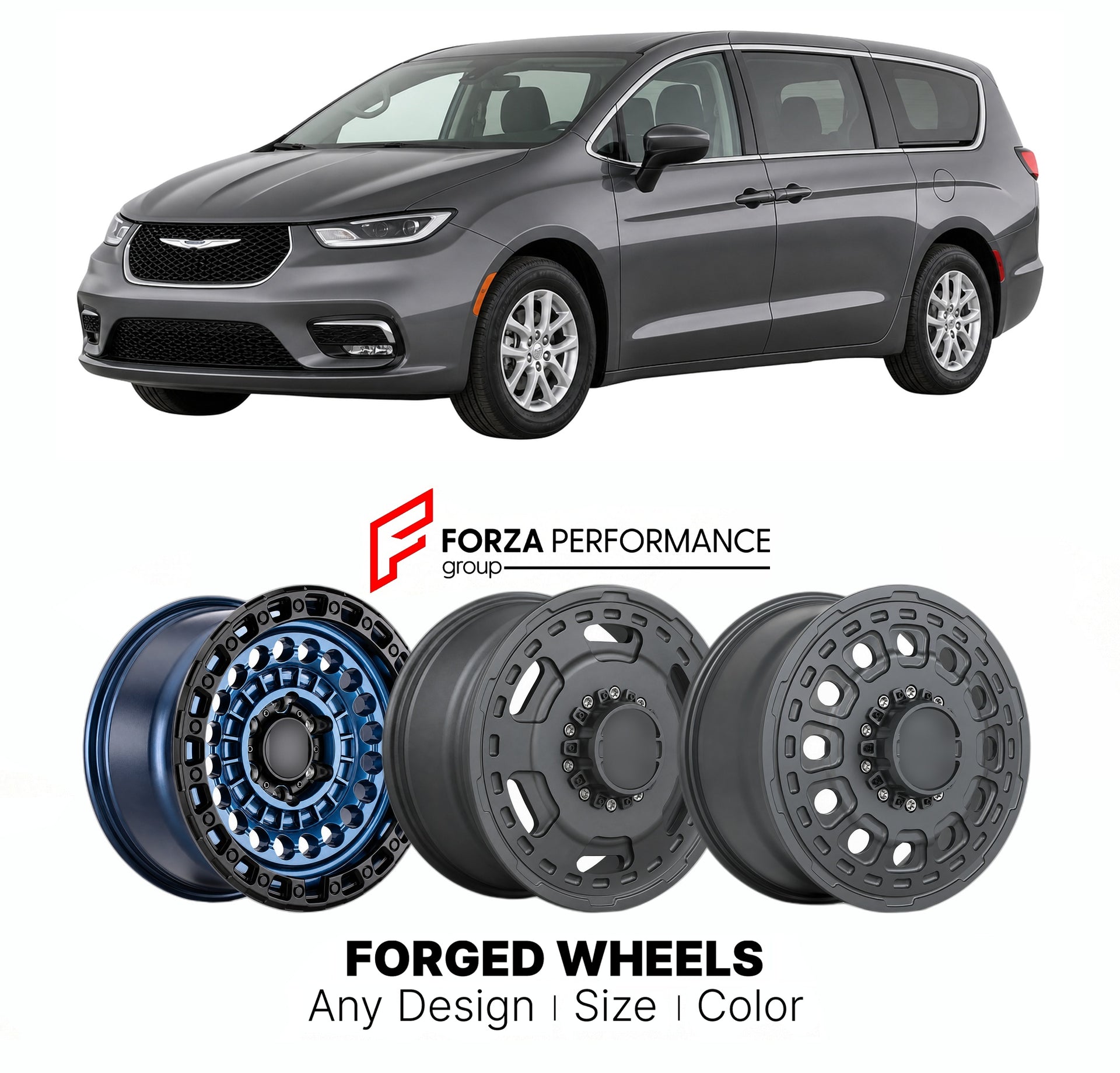 FORGED WHEELS RIMS for CHRYSLER VOYAGER LX US REVIVAL 2020+

Custom forged wheels for Chrysler Voyager LX US Revival 2020+. Made-to-order monoblock, 2-piece and 3-piece rims in custom sizes, offsets, colors and finishes with guaranteed fitment.

We manufacture premium quality forged wheels rims for Chrysler Voyager LX US Revival 2020+ in any design, size, color.

THIS WHEEL DESIGN CAN BE CUSTOM-MADE FOR YOUR CAR IN ANY SIZE AND COLOR OPTIONS
Available in monoblock, 2-piece, 3-piece, duoblock, beadlock
3D wh