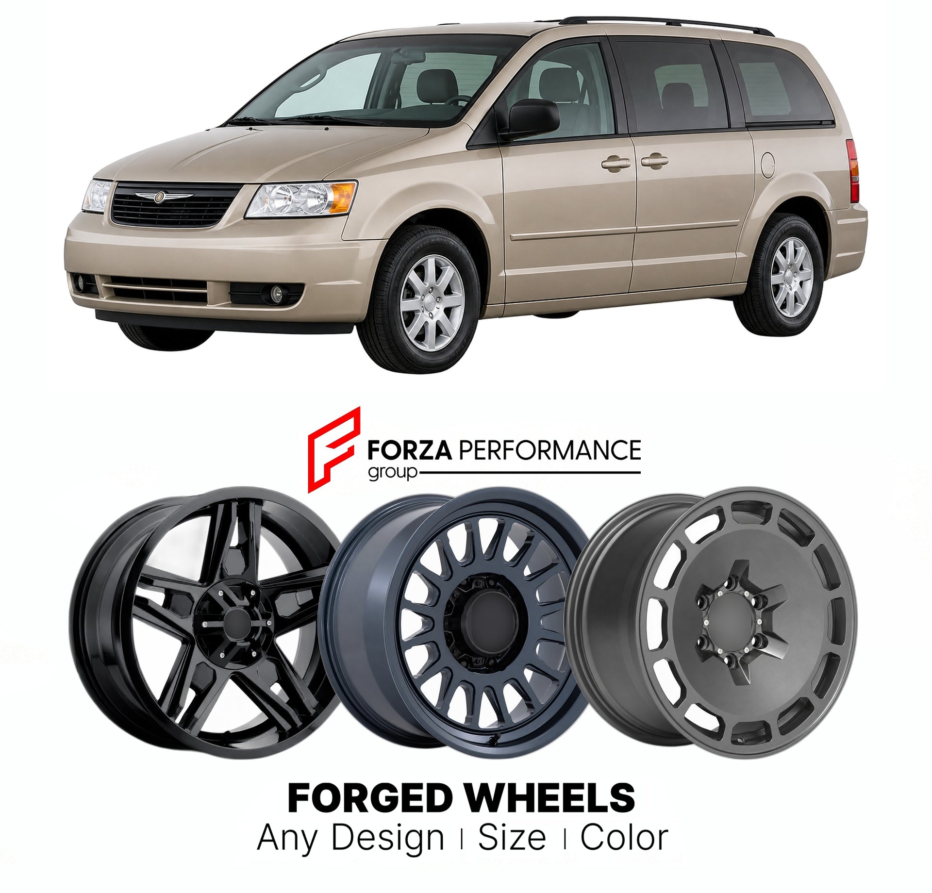 FORGED WHEELS RIMS for CHRYSLER VOYAGER US MARKET MODERN 2000+

Custom forged wheels for Chrysler Voyager US Market Modern 2000+. Made-to-order monoblock, 2-piece and 3-piece rims in custom sizes, offsets, colors and finishes with guaranteed fitment.

We manufacture premium quality forged wheels rims for Chrysler Voyager US Market Modern 2000+ in any design, size, color.

THIS WHEEL DESIGN CAN BE CUSTOM-MADE FOR YOUR CAR IN ANY SIZE AND COLOR OPTIONS
Available in monoblock, 2-piece, 3-piece, duoblock, beadl