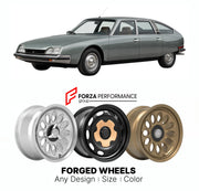 CUSTOM CLASSIC VINTAGE RESTOMOD RETRO OLD SCHOOL FORGED WHEELS RIMS for CITROEN CX 1974 - 1991

Custom forged wheels for Citroen CX 1974 - 1991. Classic, vintage, restomod wheel designs made to order in custom sizes, offsets, colors and finishes.

We manufacture premium quality forged wheels rims for Citroen CX 1974 - 1991 in any design, size, color.

THIS WHEEL DESIGN CAN BE CUSTOM-MADE FOR YOUR CAR IN ANY SIZE AND COLOR OPTIONS
Available in monoblock, 2-piece, 3-piece, duoblock, beadlock
3D wheel renderin