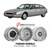 CUSTOM CLASSIC VINTAGE RESTOMOD RETRO OLD SCHOOL FORGED WHEELS RIMS for CITROEN CX SERIES 2 1985 - 1991

Custom forged wheels for Citroen CX Series 2 1985 - 1991. Classic, vintage, restomod wheel designs made to order in custom sizes, offsets, colors and finishes.

We manufacture premium quality forged wheels rims for Citroen CX Series 2 1985 - 1991 in any design, size, color.

THIS WHEEL DESIGN CAN BE CUSTOM-MADE FOR YOUR CAR IN ANY SIZE AND COLOR OPTIONS
Available in monoblock, 2-piece, 3-piece, duoblock,