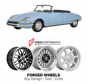 CUSTOM CLASSIC VINTAGE RESTOMOD RETRO OLD SCHOOL FORGED WHEELS RIMS for CITROEN DS CABRIOLET 1960 - 1971

Custom forged wheels for Citroen DS Cabriolet 1960 - 1971. Classic, vintage, restomod wheel designs made to order in custom sizes, offsets, colors and finishes.

We manufacture premium quality forged wheels rims for Citroen DS Cabriolet 1960 - 1971 in any design, size, color.

THIS WHEEL DESIGN CAN BE CUSTOM-MADE FOR YOUR CAR IN ANY SIZE AND COLOR OPTIONS
Available in monoblock, 2-piece, 3-piece, duoblo