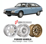 CUSTOM CLASSIC VINTAGE RESTOMOD RETRO OLD SCHOOL FORGED WHEELS RIMS for CITROEN GS GSA 1970 - 1986

Custom forged wheels for Citroen GS GSA 1970 - 1986. Classic, vintage, restomod wheel designs made to order in custom sizes, offsets, colors and finishes.

We manufacture premium quality forged wheels rims for Citroen GS GSA 1970 - 1986 in any design, size, color.

THIS WHEEL DESIGN CAN BE CUSTOM-MADE FOR YOUR CAR IN ANY SIZE AND COLOR OPTIONS
Available in monoblock, 2-piece, 3-piece, duoblock, beadlock
3D wh