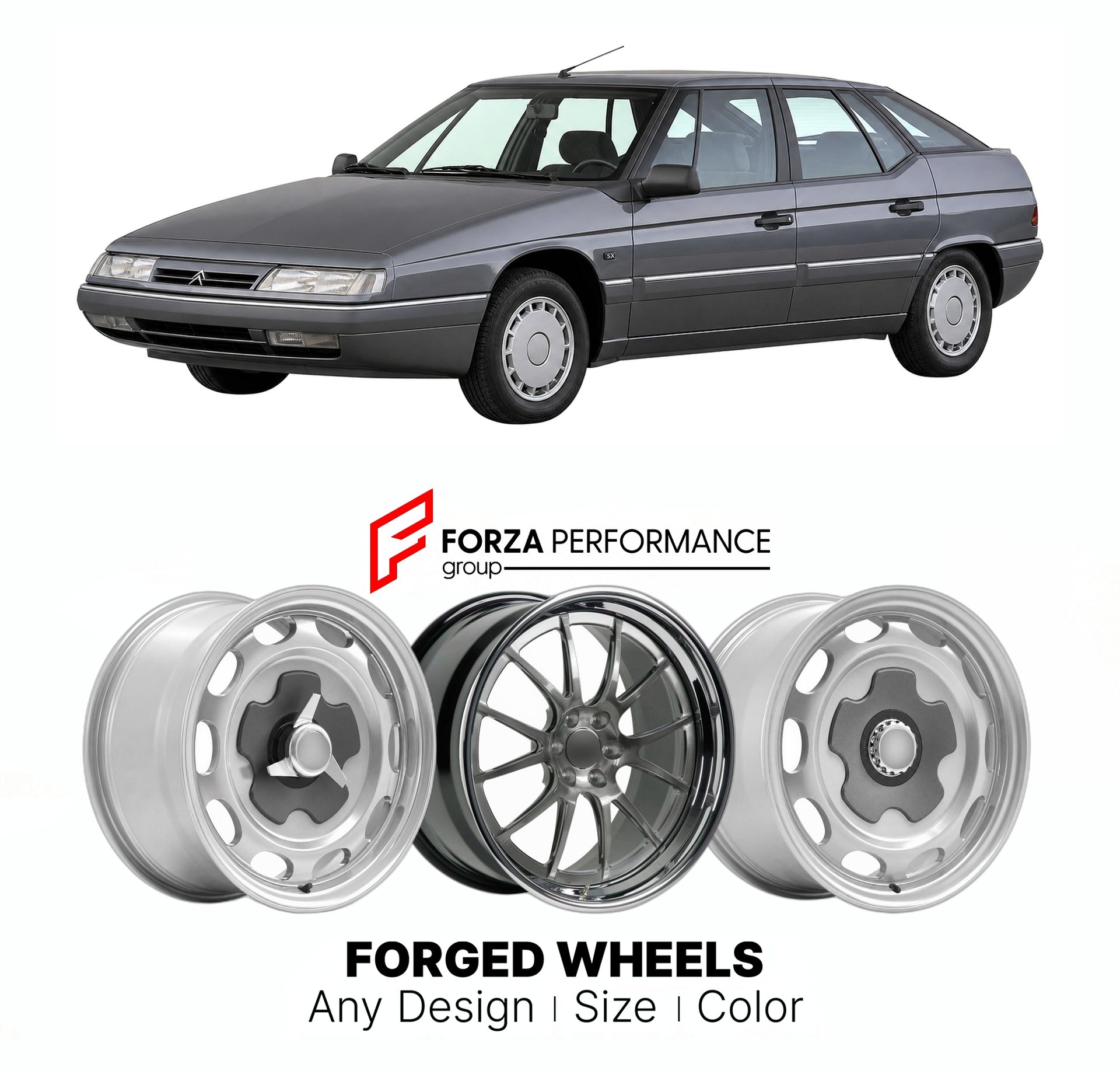 CUSTOM CLASSIC VINTAGE RESTOMOD RETRO OLD SCHOOL FORGED WHEELS RIMS for CITROEN XM 1989 - 2000

Custom forged wheels for Citroen XM 1989 - 2000. Classic, vintage, restomod wheel designs made to order in custom sizes, offsets, colors and finishes.

We manufacture premium quality forged wheels rims for Citroen XM 1989 - 2000 in any design, size, color.

THIS WHEEL DESIGN CAN BE CUSTOM-MADE FOR YOUR CAR IN ANY SIZE AND COLOR OPTIONS
Available in monoblock, 2-piece, 3-piece, duoblock, beadlock
3D wheel renderin