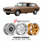 CUSTOM CLASSIC VINTAGE RESTOMOD RETRO OLD SCHOOL FORGED WHEELS RIMS for CLAN CRUSADER 1971 - 1974

Custom forged wheels for Clan Crusader 1971 - 1974. Classic, vintage, restomod wheel designs made to order in custom sizes, offsets, colors and finishes.

We manufacture premium quality forged wheels rims for Clan Crusader 1971 - 1974 in any design, size, color.

THIS WHEEL DESIGN CAN BE CUSTOM-MADE FOR YOUR CAR IN ANY SIZE AND COLOR OPTIONS
Available in monoblock, 2-piece, 3-piece, duoblock, beadlock
3D wheel