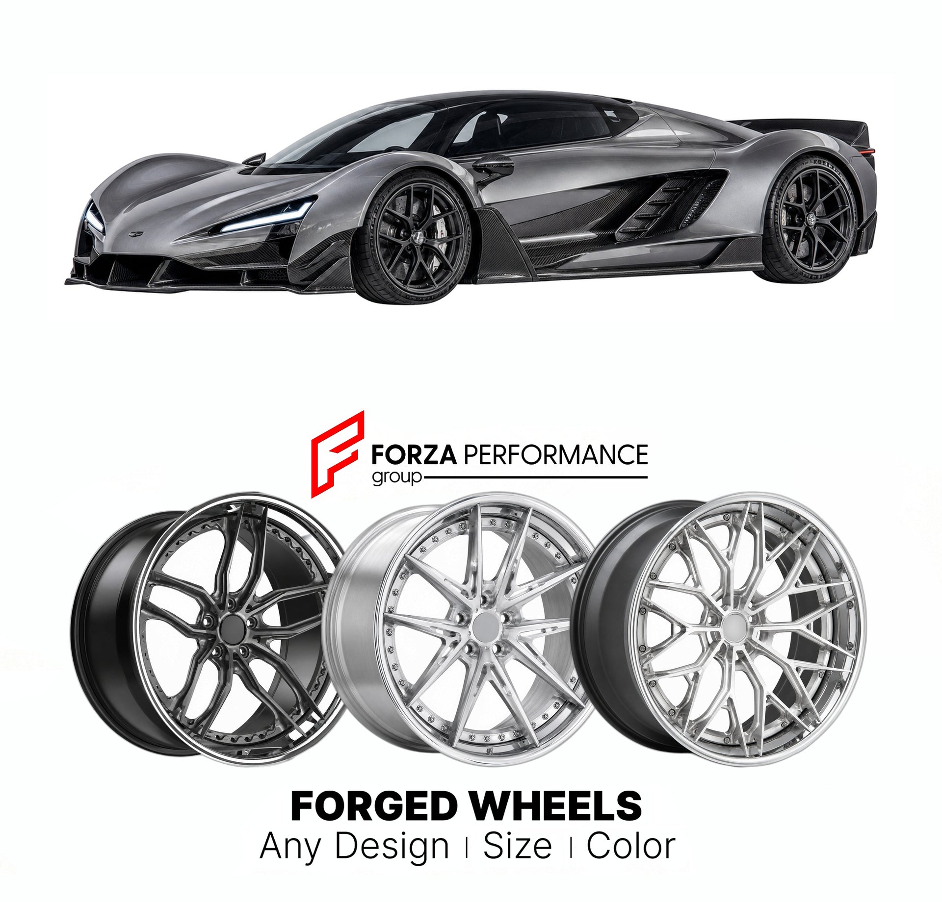 FORGED WHEELS RIMS for CZINGER 21C 2024+

Custom forged wheels for Czinger 21C 2024+. Made-to-order monoblock, 2-piece and 3-piece rims in custom sizes, offsets, colors and finishes with guaranteed fitment.

We manufacture premium quality forged wheels rims for Czinger 21C 2024+ in any design, size, color.

THIS WHEEL DESIGN CAN BE CUSTOM-MADE FOR YOUR CAR IN ANY SIZE AND COLOR OPTIONS
Available in monoblock, 2-piece, 3-piece, duoblock, beadlock
3D wheel renderings are provided according to the exact dimens