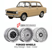 CUSTOM CLASSIC VINTAGE RESTOMOD RETRO OLD SCHOOL FORGED WHEELS RIMS for DAF 66 FINAL 1972 - 1975

Custom forged wheels for DAF 66 Final 1972 - 1975. Classic, vintage, restomod wheel designs made to order in custom sizes, offsets, colors and finishes.

We manufacture premium quality forged wheels rims for DAF 66 Final 1972 - 1975 in any design, size, color.

THIS WHEEL DESIGN CAN BE CUSTOM-MADE FOR YOUR CAR IN ANY SIZE AND COLOR OPTIONS
Available in monoblock, 2-piece, 3-piece, duoblock, beadlock
3D wheel re
