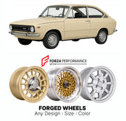 CUSTOM CLASSIC VINTAGE RESTOMOD RETRO OLD SCHOOL FORGED WHEELS RIMS for DAF 66 MARATHON COUPE 1972 - 1975

Custom forged wheels for DAF 66 Marathon Coupe 1972 - 1975. Classic, vintage, restomod wheel designs made to order in custom sizes, offsets, colors and finishes.

We manufacture premium quality forged wheels rims for DAF 66 Marathon Coupe 1972 - 1975 in any design, size, color.

THIS WHEEL DESIGN CAN BE CUSTOM-MADE FOR YOUR CAR IN ANY SIZE AND COLOR OPTIONS
Available in monoblock, 2-piece, 3-piece, duo