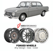 CUSTOM CLASSIC VINTAGE RESTOMOD RETRO OLD SCHOOL FORGED WHEELS RIMS for DKW F102 1963 - 1966

Custom forged wheels for DKW F102 1963 - 1966. Classic, vintage, restomod wheel designs made to order in custom sizes, offsets, colors and finishes.

We manufacture premium quality forged wheels rims for DKW F102 1963 - 1966 in any design, size, color.

THIS WHEEL DESIGN CAN BE CUSTOM-MADE FOR YOUR CAR IN ANY SIZE AND COLOR OPTIONS
Available in monoblock, 2-piece, 3-piece, duoblock, beadlock
3D wheel renderings are