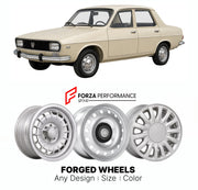 CUSTOM CLASSIC VINTAGE RESTOMOD RETRO OLD SCHOOL FORGED WHEELS RIMS for DACIA 1300 1969 - 2004

Custom forged wheels for Dacia 1300 1969 - 2004. Classic, vintage, restomod wheel designs made to order in custom sizes, offsets, colors and finishes.

We manufacture premium quality forged wheels rims for Dacia 1300 1969 - 2004 in any design, size, color.

THIS WHEEL DESIGN CAN BE CUSTOM-MADE FOR YOUR CAR IN ANY SIZE AND COLOR OPTIONS
Available in monoblock, 2-piece, 3-piece, duoblock, beadlock
3D wheel renderin