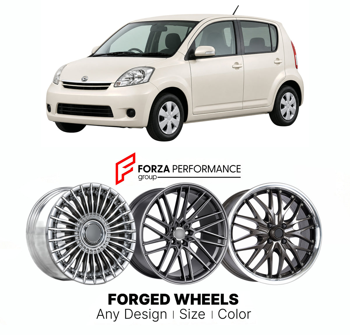 FORGED WHEELS RIMS for DAIHATSU BOON M600 2010 - 2016

Custom forged wheels for Daihatsu Boon M600 2010 - 2016. Made-to-order monoblock, 2-piece and 3-piece rims in custom sizes, offsets, colors and finishes with guaranteed fitment.

We manufacture premium quality forged wheels rims for Daihatsu Boon M600 2010 - 2016 in any design, size, color.

JDM WHEEL DESIGNS: our Japanese collection for hatchbacks, kei cars and MPVs includes designs inspired by Rays Volk Racing, Enkei, XXR, Rota, Work Wheels, Cosmis Ra