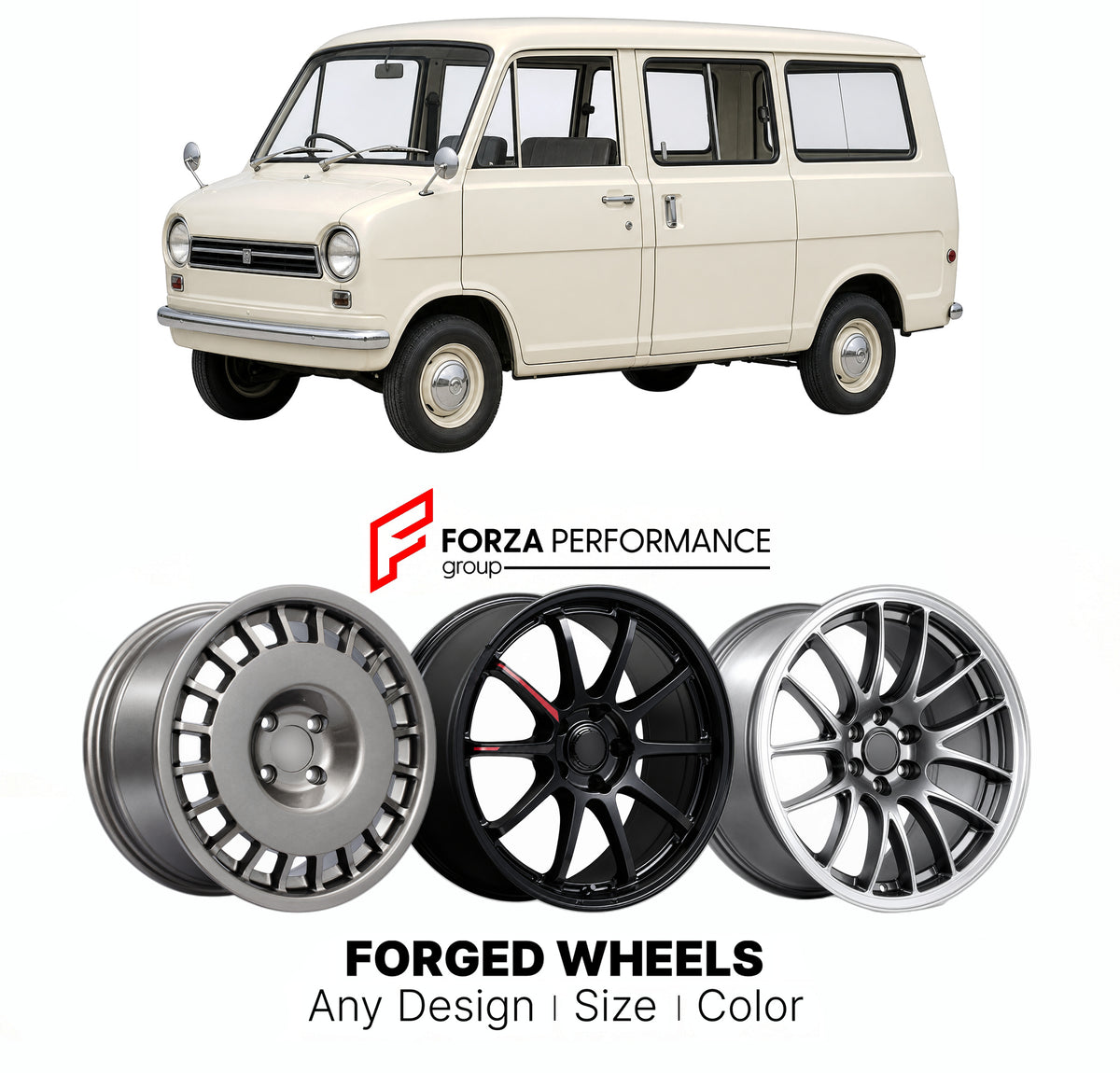 CUSTOM CLASSIC VINTAGE RESTOMOD RETRO OLD SCHOOL FORGED WHEELS RIMS for DAIHATSU HIJET L35 L36 1960 - 1964

Custom forged wheels for Daihatsu Hijet L35 L36 1960 - 1964. Classic, vintage, restomod and retro JDM wheel designs made to order in custom sizes, offsets, colors and finishes with guaranteed fitment.

We manufacture premium quality forged wheels rims for Daihatsu Hijet L35 L36 1960 - 1964 in any design, size, color.

JDM WHEEL DESIGNS: our Japanese collection for hatchbacks, kei cars and MPVs include