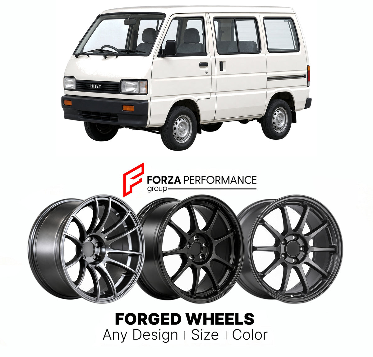 CUSTOM CLASSIC VINTAGE RESTOMOD RETRO OLD SCHOOL FORGED WHEELS RIMS for DAIHATSU HIJET S80 S81 S82 S83 1986 - 1994

Custom forged wheels for Daihatsu Hijet S80 S81 S82 S83 1986 - 1994. Classic, vintage, restomod and retro JDM wheel designs made to order in custom sizes, offsets, colors and finishes with guaranteed fitment.

We manufacture premium quality forged wheels rims for Daihatsu Hijet S80 S81 S82 S83 1986 - 1994 in any design, size, color.

JDM WHEEL DESIGNS: our Japanese collection for hatchbacks, k