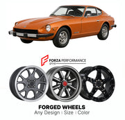 CUSTOM CLASSIC VINTAGE RESTOMOD RETRO OLD SCHOOL FORGED WHEELS RIMS for DATSUN 280Z S30 1975 - 1978

Custom forged wheels for Datsun 280Z S30 1975 - 1978. Classic, vintage, restomod and retro JDM wheel designs made to order in custom sizes, offsets, colors and finishes with guaranteed fitment.

We manufacture premium quality forged wheels rims for Datsun 280Z S30 1975 - 1978 in any design, size, color.

JDM WHEEL DESIGNS: our Japanese collection for sports cars and coupes includes designs inspired by Rays V