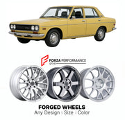 CUSTOM CLASSIC VINTAGE RESTOMOD RETRO OLD SCHOOL FORGED WHEELS RIMS for DATSUN 610 1971 - 1977

Custom forged wheels for Datsun 610 1971 - 1977. Classic, vintage, restomod and retro JDM wheel designs made to order in custom sizes, offsets, colors and finishes with guaranteed fitment.

We manufacture premium quality forged wheels rims for Datsun 610 1971 - 1977 in any design, size, color.

JDM WHEEL DESIGNS: our Japanese collection for sports cars and coupes includes designs inspired by Rays Volk Racing, SSR