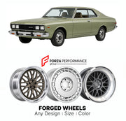 CUSTOM CLASSIC VINTAGE RESTOMOD RETRO OLD SCHOOL FORGED WHEELS RIMS for DATSUN 810 1976 - 1981

Custom forged wheels for Datsun 810 1976 - 1981. Classic, vintage, restomod and retro JDM wheel designs made to order in custom sizes, offsets, colors and finishes with guaranteed fitment.

We manufacture premium quality forged wheels rims for Datsun 810 1976 - 1981 in any design, size, color.

JDM WHEEL DESIGNS: our Japanese collection for sedans and wagons includes designs inspired by Weds Kranze, Leon Hardirit