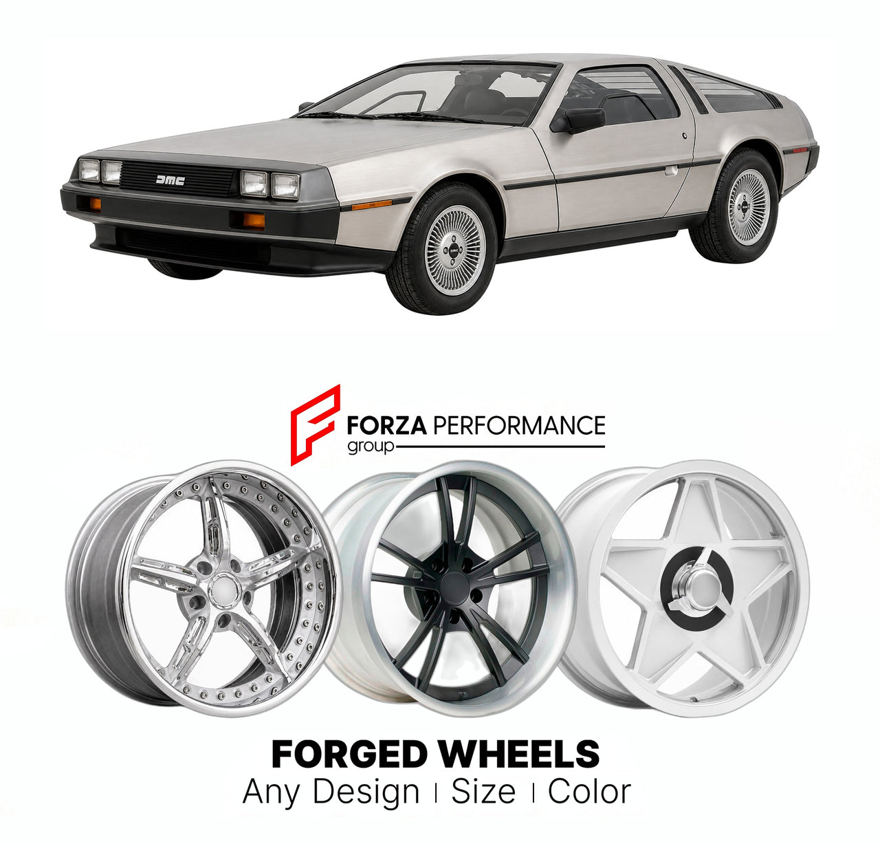 CUSTOM CLASSIC VINTAGE RESTOMOD RETRO OLD SCHOOL FORGED WHEELS RIMS for DELOREAN DMC-12 1981 - 1983

Custom forged wheels for DeLorean DMC-12 1981 - 1983. Classic, vintage, restomod wheel designs made to order in custom sizes, offsets, colors and finishes.

We manufacture premium quality forged wheels rims for DeLorean DMC-12 1981 - 1983 in any design, size, color.

THIS WHEEL DESIGN CAN BE CUSTOM-MADE FOR YOUR CAR IN ANY SIZE AND COLOR OPTIONS
Available in monoblock, 2-piece, 3-piece, duoblock, beadlock
3D