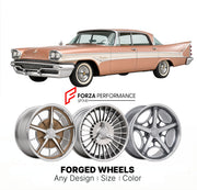 CUSTOM CLASSIC VINTAGE RESTOMOD RETRO OLD SCHOOL FORGED WHEELS RIMS for DESOTO FIREDOME 1958 - 1959
Custom forged wheels for classic American muscle cars. Ideal for restomod builds, vintage restorations, and show cars. Deep dish and retro styling available.

We manufacture premium quality forged wheels rims for DeSoto Firedome 1958 - 1959 in any design, size, color.

THIS WHEEL DESIGN CAN BE CUSTOM-MADE FOR YOUR CAR IN ANY SIZE AND COLOR OPTIONS
Available in monoblock, 2-piece, 3-piece, duoblock, beadlock
3