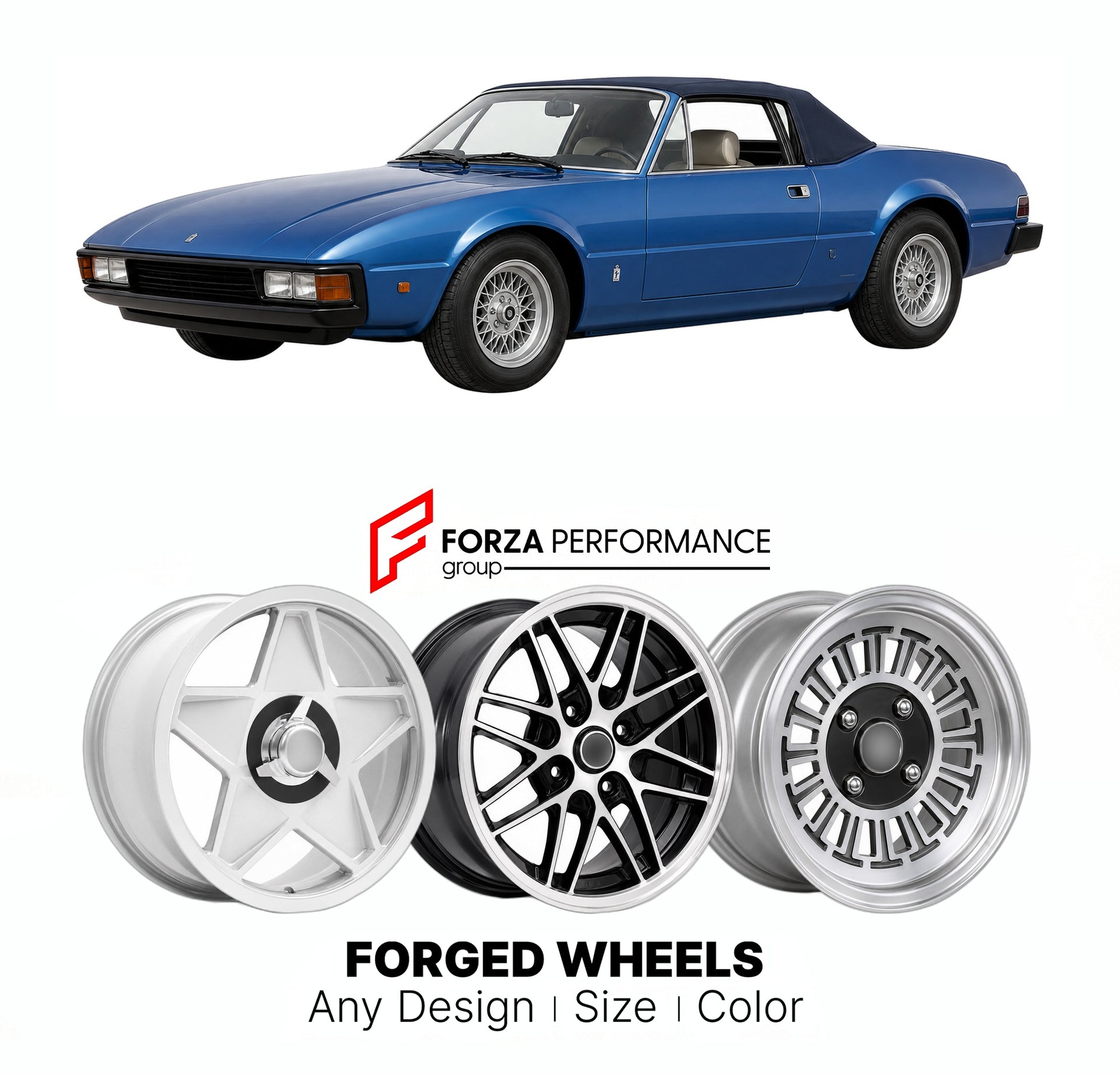 CUSTOM CLASSIC VINTAGE RESTOMOD RETRO OLD SCHOOL FORGED WHEELS RIMS for DE TOMASO LONGCHAMP GTS SPYDER 1980 - 1989

Custom forged wheels for De Tomaso Longchamp GTS Spyder 1980 - 1989. Classic, vintage, restomod wheel designs made to order in custom sizes, offsets, colors and finishes.

We manufacture premium quality forged wheels rims for De Tomaso Longchamp GTS Spyder 1980 - 1989 in any design, size, color.

THIS WHEEL DESIGN CAN BE CUSTOM-MADE FOR YOUR CAR IN ANY SIZE AND COLOR OPTIONS
Available in monob