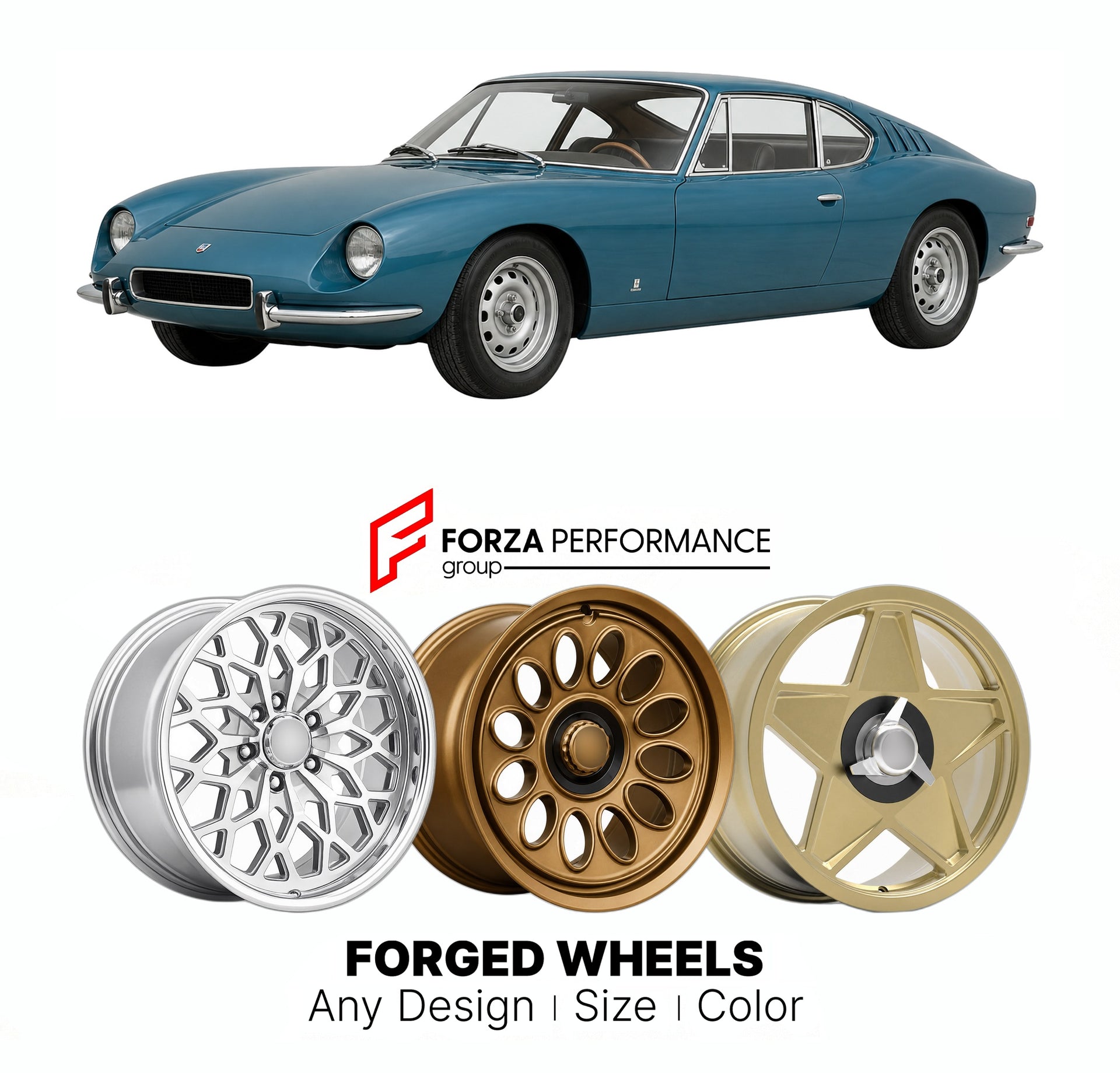 CUSTOM CLASSIC VINTAGE RESTOMOD RETRO OLD SCHOOL FORGED WHEELS RIMS for DE TOMASO VALLELUNGA 1964 - 1968

Custom forged wheels for De Tomaso Vallelunga 1964 - 1968. Classic, vintage, restomod wheel designs made to order in custom sizes, offsets, colors and finishes.

We manufacture premium quality forged wheels rims for De Tomaso Vallelunga 1964 - 1968 in any design, size, color.

THIS WHEEL DESIGN CAN BE CUSTOM-MADE FOR YOUR CAR IN ANY SIZE AND COLOR OPTIONS
Available in monoblock, 2-piece, 3-piece, duoblo