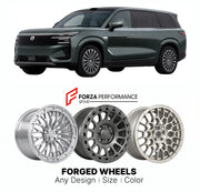 Custom forged wheels for Denza BYD N9 2025+. Made-to-order monoblock, 2-piece and 3-piece wheels in custom sizes, offsets, colors and finishes with guaranteed vehicle fitment.

We manufacture premium quality forged wheels rims for Denza BYD N9 2025+ in any design, size, color.

THIS WHEEL DESIGN CAN BE CUSTOM-MADE FOR YOUR CAR IN ANY SIZE AND COLOR OPTIONS
Available in monoblock, 2-piece, 3-piece, duoblock, beadlock
3D wheel renderings are provided according to the exact dimensions and specifications reques