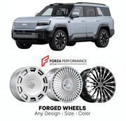 Custom forged wheels for Denza Fangchengbao B8 Bao 8 2024+. Made-to-order monoblock, 2-piece and 3-piece wheels in custom sizes, offsets, colors and finishes with guaranteed vehicle fitment.

We manufacture premium quality forged wheels rims for Denza Fangchengbao B8 Bao 8 2024+ in any design, size, color.

THIS WHEEL DESIGN CAN BE CUSTOM-MADE FOR YOUR CAR IN ANY SIZE AND COLOR OPTIONS
Available in monoblock, 2-piece, 3-piece, duoblock, beadlock
3D wheel renderings are provided according to the exact dimens