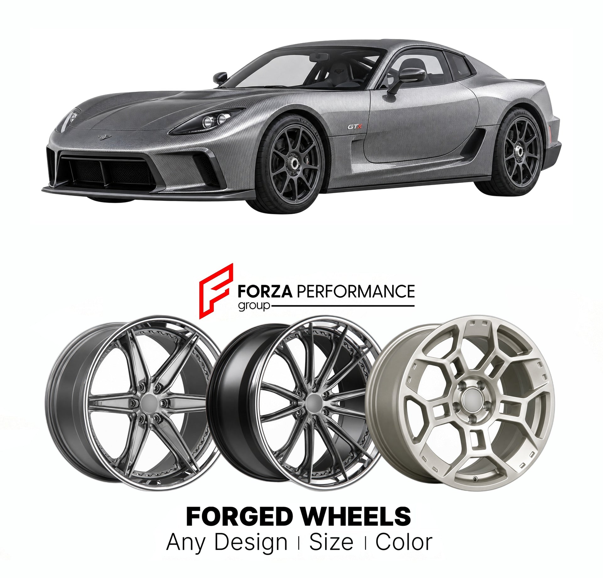 FORGED WHEELS RIMS for DEVON GTX BASE VIPER-BASED 2009 - 2010

Custom forged wheels for Devon GTX Base Viper-Based 2009 - 2010. Made-to-order monoblock, 2-piece and 3-piece rims in custom sizes, offsets, colors and finishes with guaranteed fitment.

We manufacture premium quality forged wheels rims for Devon GTX Base Viper-Based 2009 - 2010 in any design, size, color.

THIS WHEEL DESIGN CAN BE CUSTOM-MADE FOR YOUR CAR IN ANY SIZE AND COLOR OPTIONS
Available in monoblock, 2-piece, 3-piece, duoblock, beadlock