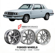 CUSTOM CLASSIC VINTAGE RESTOMOD RETRO OLD SCHOOL FORGED WHEELS RIMS for DODGE 400 1982 - 1983
Custom forged wheels for classic American muscle cars. Ideal for restomod builds, vintage restorations, and show cars. Deep dish and retro styling available.

We manufacture premium quality forged wheels rims for Dodge 400 1982 - 1983 in any design, size, color.

THIS WHEEL DESIGN CAN BE CUSTOM-MADE FOR YOUR CAR IN ANY SIZE AND COLOR OPTIONS
Available in monoblock, 2-piece, 3-piece, duoblock, beadlock
3D wheel rend